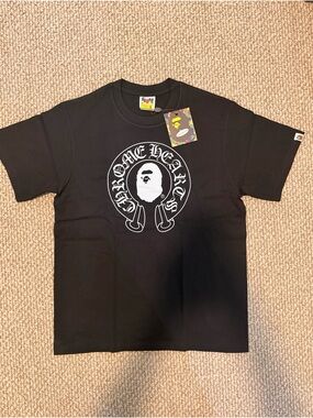 Bape Black Tee with White Chrome Hearts-Inspired Graphic
